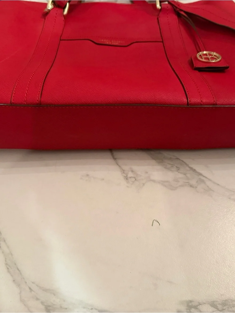 Henri Bendel New York Large Red Saffiano Laptop Tote Bag
